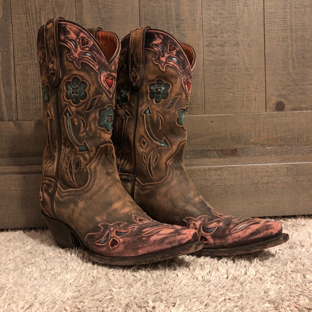 Dan Post Vintage Pink Arrow Cowboy Boots